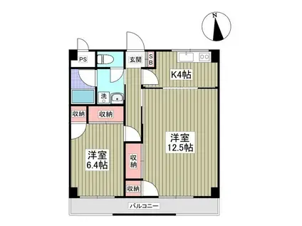 グランドハイツ(2K/2階)の間取り写真