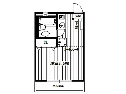 ルベール東中野(ワンルーム/2階)の間取り写真