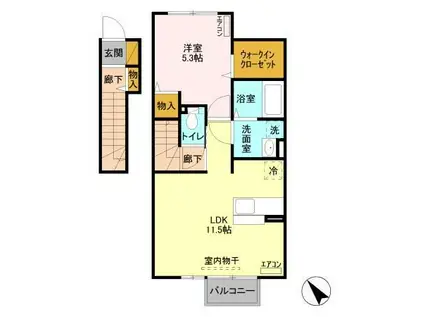 グランドゥール大野原 I(1LDK/2階)の間取り写真