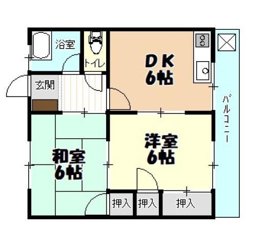 笹本マンション(2DK/2階)の間取り写真