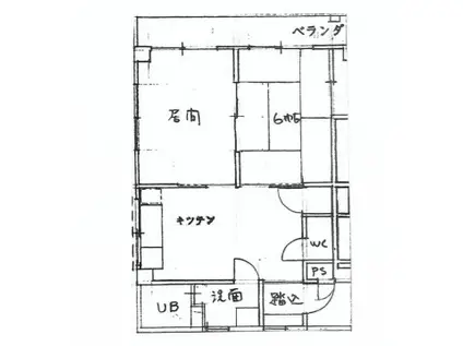 あらいぜきオークハイツ(2DK/3階)の間取り写真