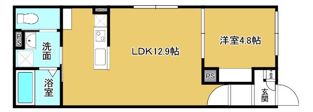 JEUNESSE(1LDK/1階)の間取り写真