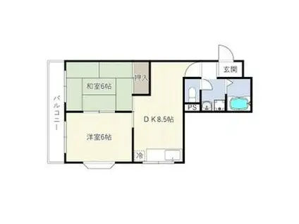 ビートル山本北(2DK/3階)の間取り写真