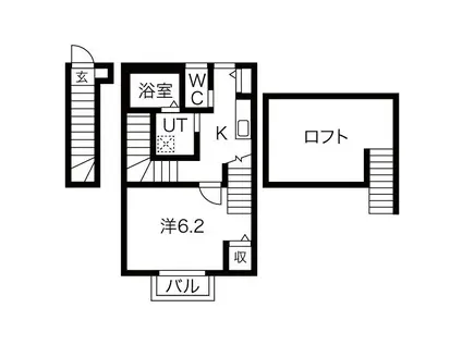 クロシェット仙台向山(1K/2階)の間取り写真
