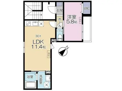 豊島区池袋3丁目計画(1LDK/2階)の間取り写真