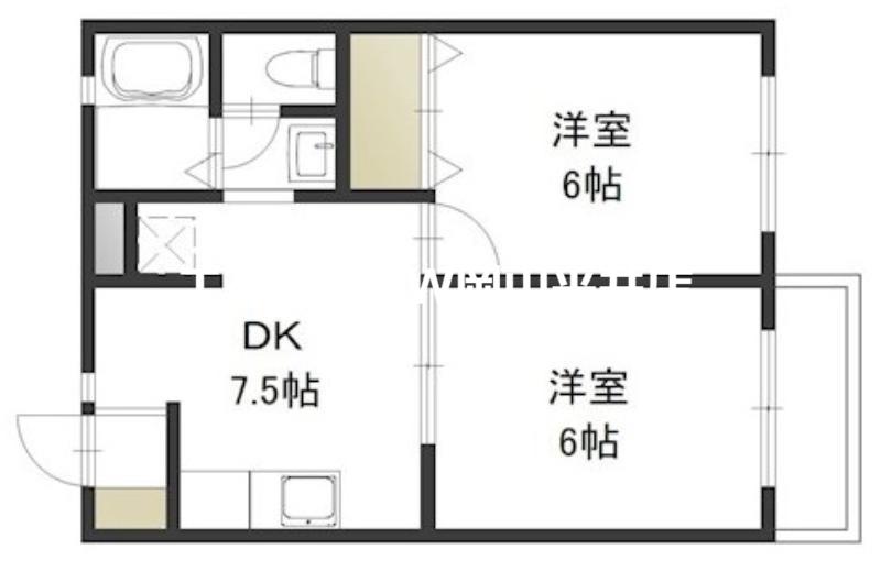 ベルエポックS(2DK/2階)の間取り写真