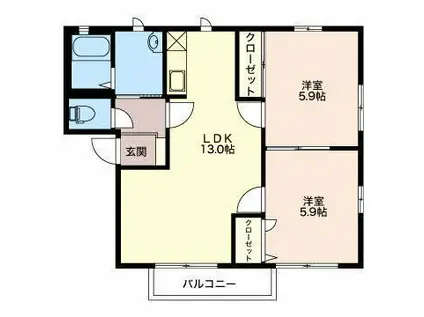 ドミールハイツII(2LDK/2階)の間取り写真