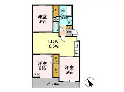 ヴェラクレスト壱番館(3LDK/1階)の間取り写真
