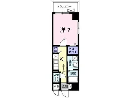 エレディータ(1K/4階)の間取り写真