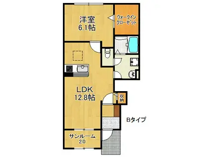メゾン プリュネ(1LDK/1階)の間取り写真