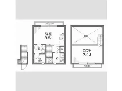 グランアセット千鳥町(1K/2階)の間取り写真