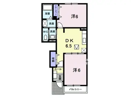 エレガンツァ(2DK/1階)の間取り写真