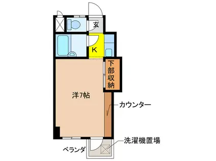 アカディームI(1K/1階)の間取り写真