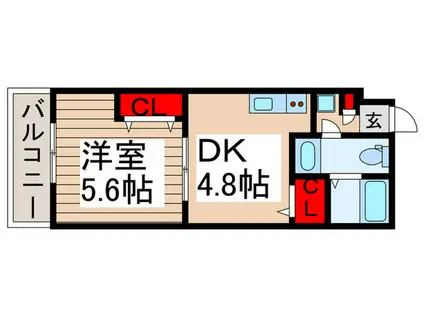 GRAN PASEO六町(1DK/1階)の間取り写真