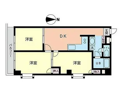 ウインビュ横浜(3LDK/6階)の間取り写真