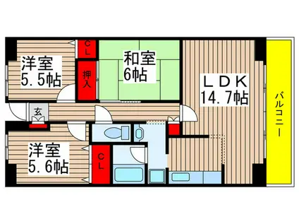 ルーチェ緑が丘(3LDK/1階)の間取り写真