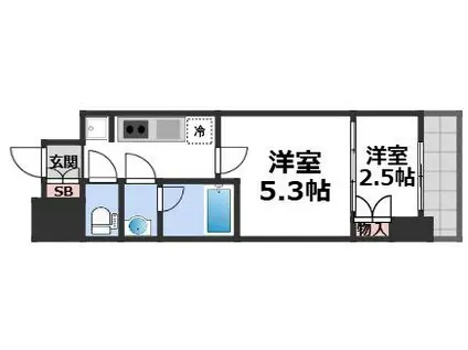 ウエリスアーバン守口(2K/2階)の間取り写真