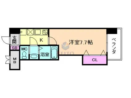 LUXE 江坂北(1K/3階)の間取り写真