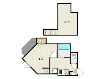 コンパートハウス唐人町(1K/1階)の間取り写真