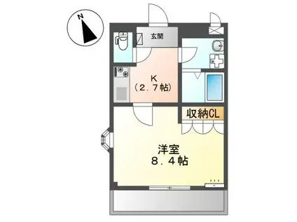 SK FLAT 2ND(1K/2階)の間取り写真