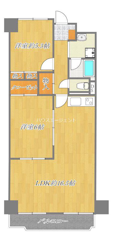 西葛西ハイツB棟(2LDK/4階)の間取り写真