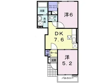 ユニゾン・レジデンスA(2DK/1階)の間取り写真