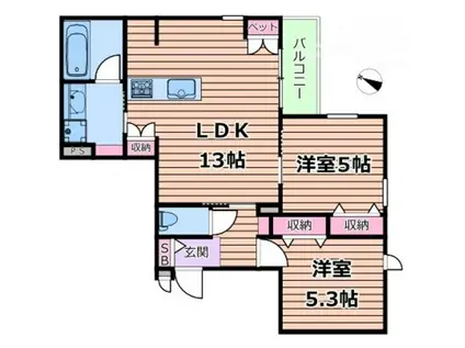 エル・ビエント大神木(2LDK/3階)の間取り写真