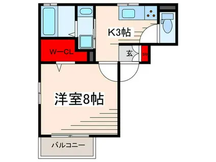 プラムブロッサムイースト(1K/2階)の間取り写真