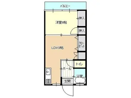 ライツ潮見(1LDK/2階)の間取り写真
