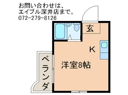 ベルフラワー(ワンルーム/3階)の間取り写真