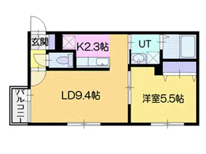 トニータワー北広島(1LDK/1階)の間取り写真