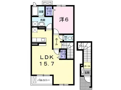 サンロードカドイケB(1LDK/2階)の間取り写真