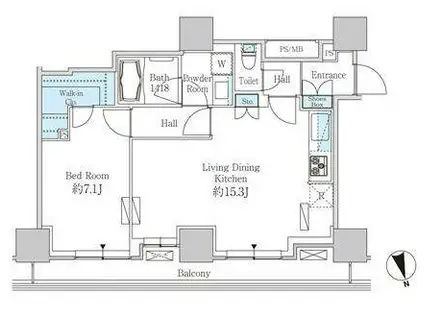 ベルファース芝浦タワー(1LDK/25階)の間取り写真