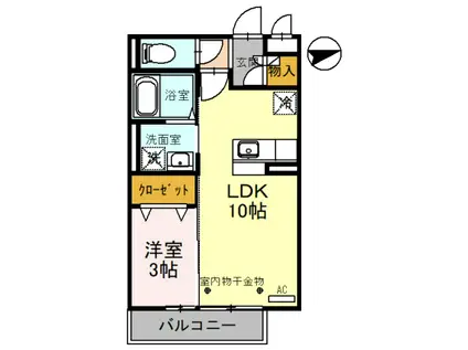 リージェントスクエアB棟(1LDK/3階)の間取り写真