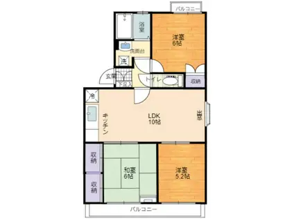 コンフォート・K(3LDK/2階)の間取り写真