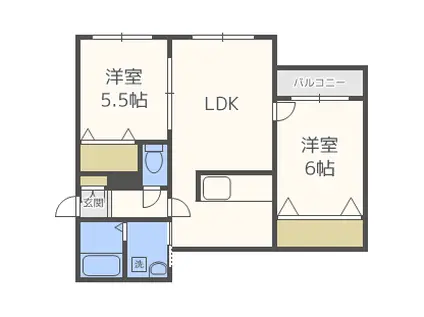 HAPPINES八軒(2LDK/4階)の間取り写真