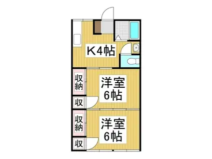 仙人閣アパート(2K/2階)の間取り写真