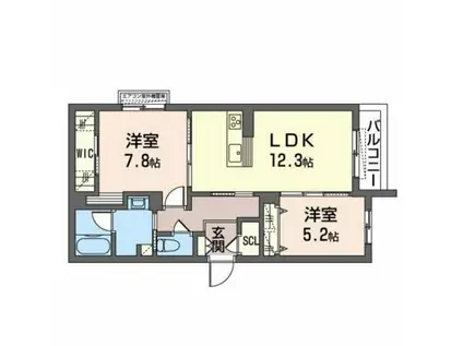 サウスERN LINO(2LDK/3階)の間取り写真