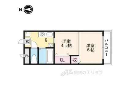 ベレール岡山手(2K/3階)の間取り写真