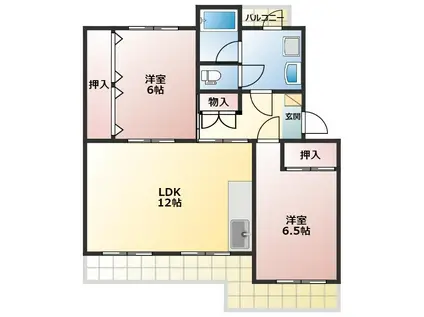 スカイハイツ曙(2LDK/4階)の間取り写真