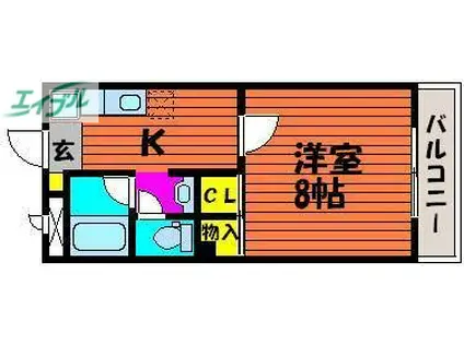 ロイヤルパレス江並(1K/4階)の間取り写真