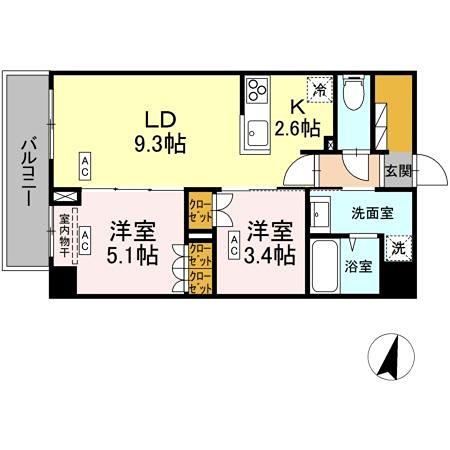 ロイジェント西新井(2LDK/6階)の間取り写真