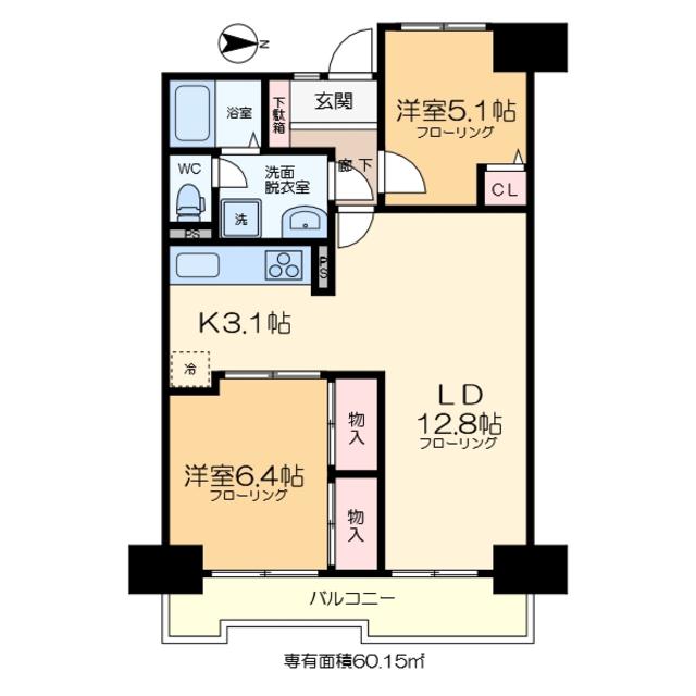 綾瀬プルミエ(2LDK/6階)の間取り写真