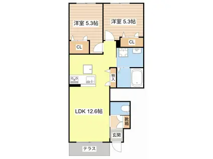 シャーメゾンエスパディー(2LDK/1階)の間取り写真