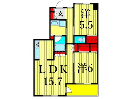 カスタリア荒川(2LDK/5階)の間取り写真