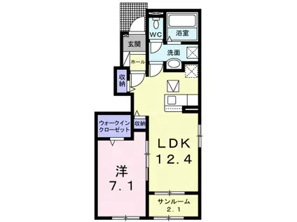 グリーン琥珀甲南II(1LDK/1階)の間取り写真