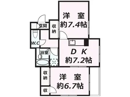 ピュアステイツ(2DK/2階)の間取り写真