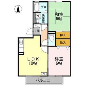 メゾン・ド・ルミエール A棟(2LDK/1階)の間取り写真