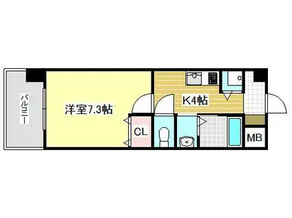 クオリアけやき通(1K/7階)の間取り写真