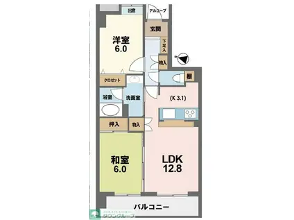 ステイシア高崎(3LDK/12階)の間取り写真